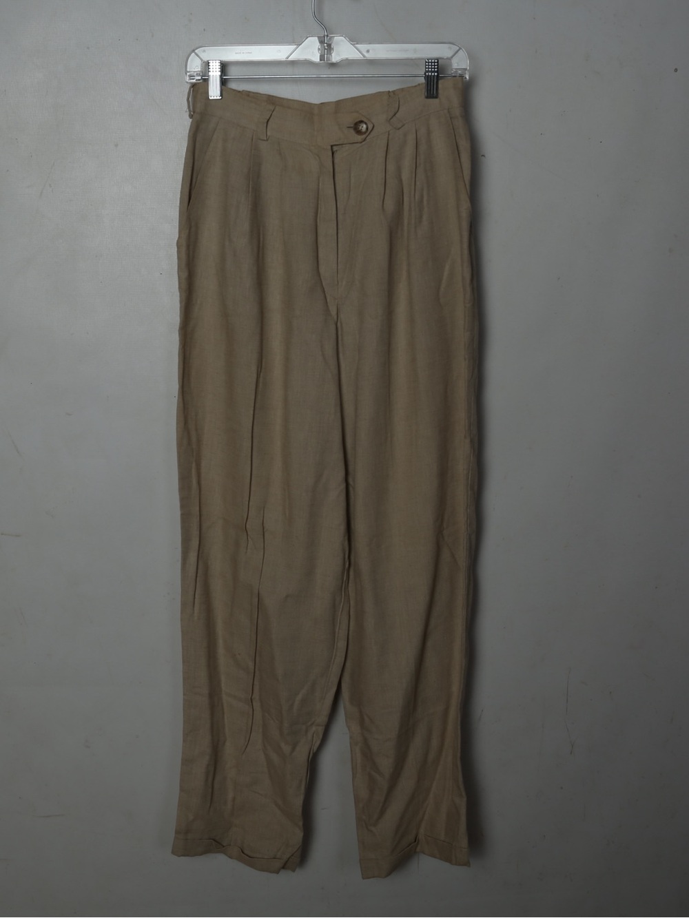 Marisa Christina Olive-Tan Pleated High-Waist Trousers